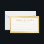 Elegant Gold and White Wedding Advice and Wishes Card<br><div class="desc">Beautiful Elegant Gold and White Wedding Advice and Wishes Card
featuring your information in gold elegant font style with gold rectangle border.

Click on the customize it button to personalize the design.

Please note that gold foil shown on product is a printed effect,  not an actual gold foil.</div>