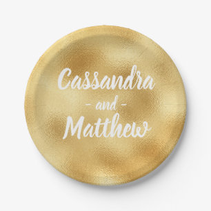 Elegant Gold And White Wedding Party Glam Paper Plate