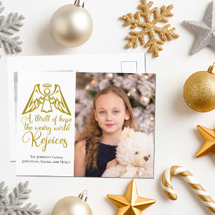 Elegant Gold Angel Christmas Family Photo Postcard