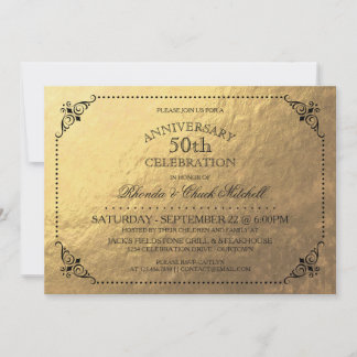 Elegant Gold Anniversary Party Invitation