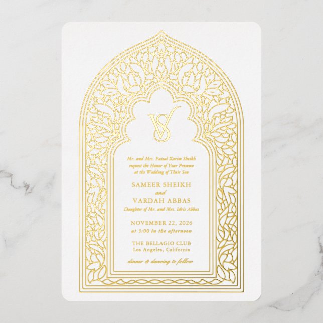 Elegant Gold Arabesque Wedding (Front)
