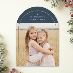 Elegant Gold Arch Overlay Christmas Love Photo Holiday Card