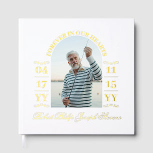 Elegant Gold Arch Photo Forever In Our Hearts Guest Book