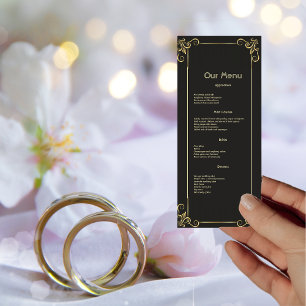 Elégant Gold Art Déco Dîner Vintage Carte Menu