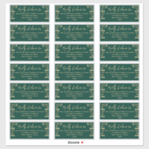 Elegant gold Art Deco & green Guest Address labels