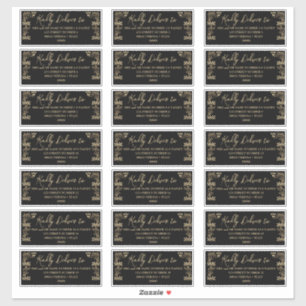 Elegant gold Art Deco on black Guest Address label