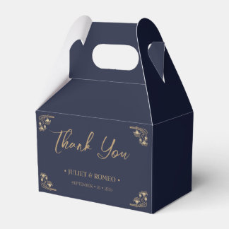 Elegant gold Art Deco on blue wedding  Favor Box
