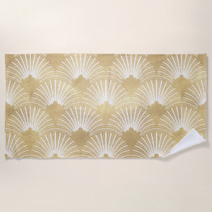 Elegant gold art-deco pattern beach towel