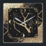 Elegant Gold art deco Square Wall Clock<br><div class="desc">Great clock design. you will love it like others. Be free to use this design for other product you like or to customize and add your text. Follow me for more. Thank you. Have a nice day.</div>