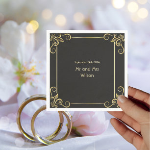 Elegant Gold Art Deco Vintage Cocktail Dinner  Napkin