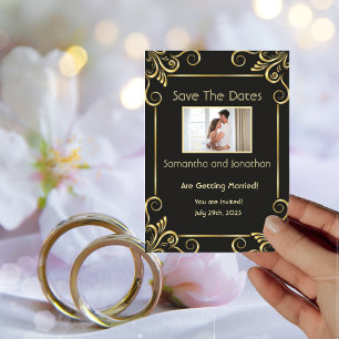 Elegant Gold Art Deco Vintage Save The Dates Card