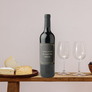 Elegant Gold Art Deco Vintage Wedding  Wine Label