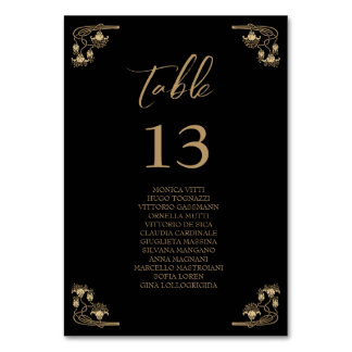 Elegant gold Art Decowedding Table sitting chart T Number