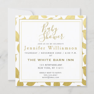 Elegant Gold Autumn Leaves - Baby Shower Invitation