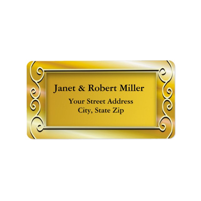Elegant Gold Background Address Labels (Front)