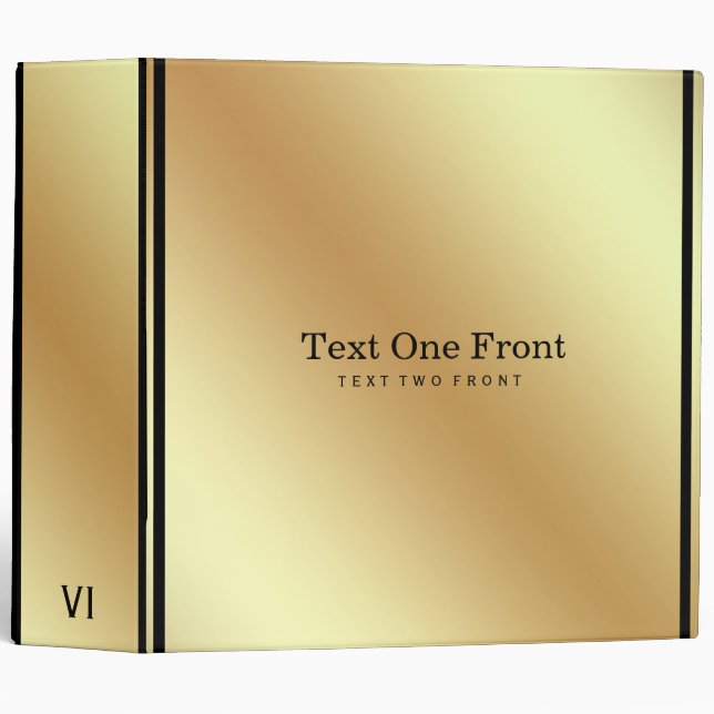 Elegant Gold Background Black Lines Binder (Front/Spine)