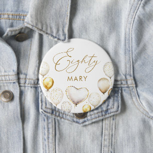 Elegant Gold Balloon 80th Birthday Party 4 Inch Round Button