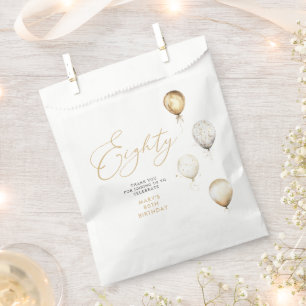 Elegant Gold Balloon 80th Birthday Party Favour Bag