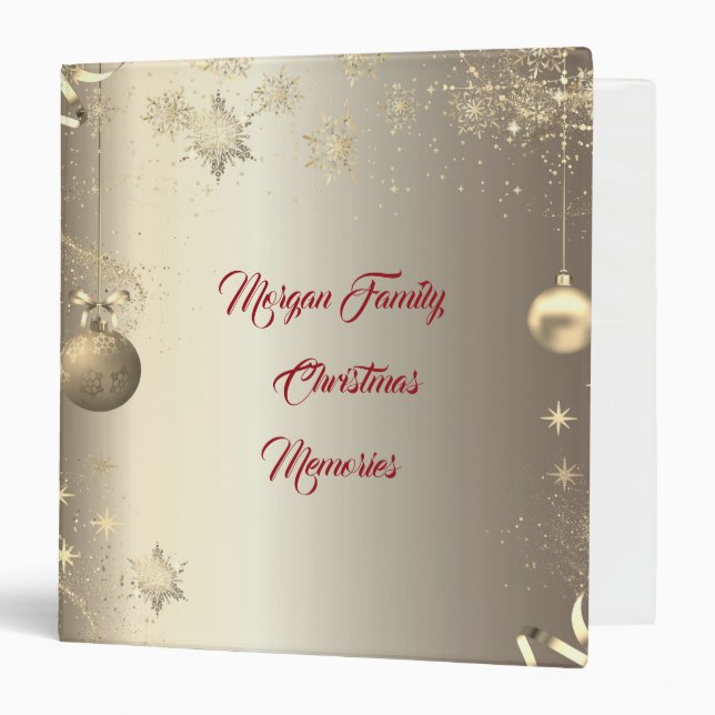 Elegant Gold Balls Snowflakes Stars Binder (Front/Inside)