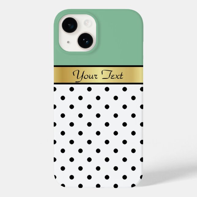 Elegant Gold Band Green Mint Custom Text Case-Mate iPhone Case (Back)