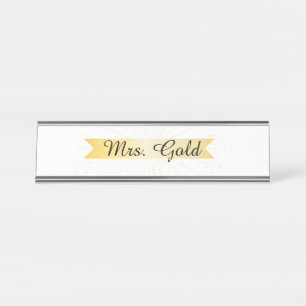 Elegant Gold Banner Desk Name Plate