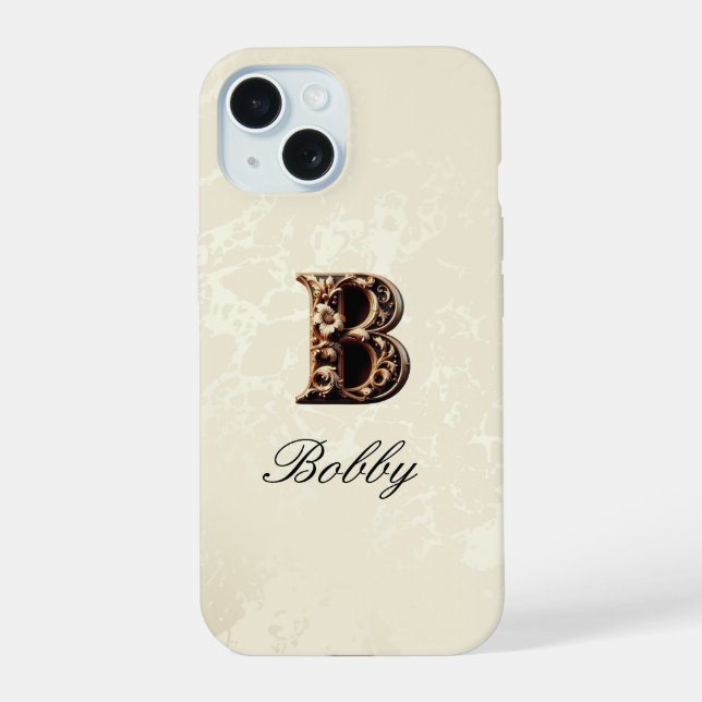 Elegant Gold Baroque Monogram Phone Case  (Back)