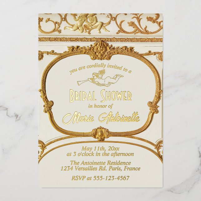Elegant Gold Baroque Rococo Bridal Shower (Front)