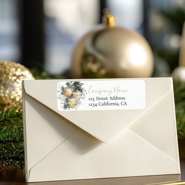 Elegant Gold Baubles Greenery Christmas Corporate (Elegant Gold Baubles Greenery Christmas Corporate Label)