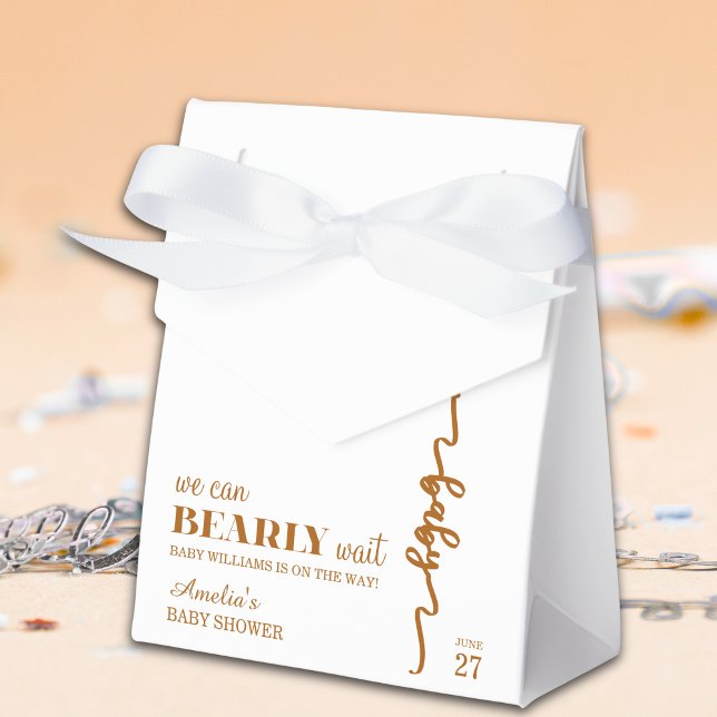 Elegant Gold Bear Balloon Bearly Wait Neutral Favor Box (Creator Uploaded)