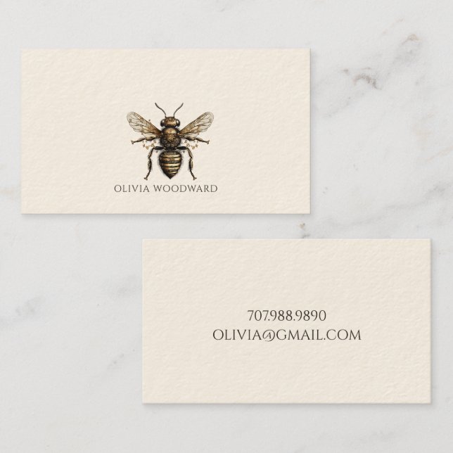 Elegant Gold Bee Illustration Calling Card (Front/Back)