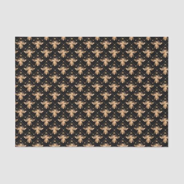 elegant gold bees tiled pattern  tissue paper (Front)