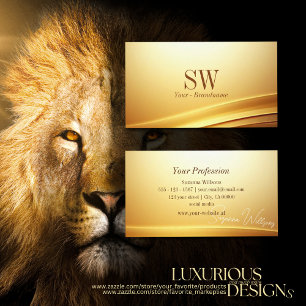 Elegant Gold Beige Curve Decor with Monogram Noble Business Card
