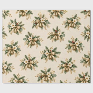 Elegant Gold Bell Christmas Wrapping Paper