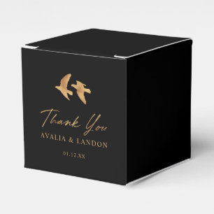 Elegant Gold Birds on Black   Wedding  Favor Box