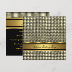 Elegant Gold Birthday Party Mens Man Invitation