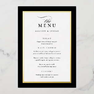 Elegant Gold Black and White Wedding Foil Menus