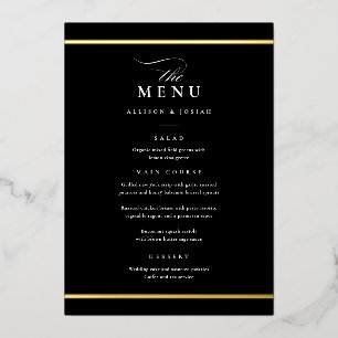 Elegant Gold Black and White Wedding Foil Menus