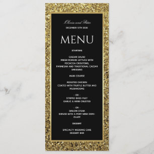 Elegant Gold Black and White Wedding Menu