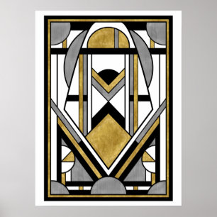 Elegant Gold Black Art Deco Abstract Astronaut  Poster
