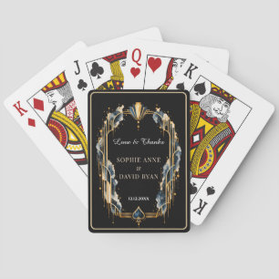 Elegant Gold Black Art Deco Casino Night Wedding Playing Cards
