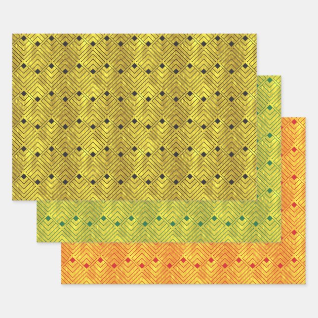 Elegant Gold Black Art Deco Diamonds #2G DIY BG Wrapping Paper Sheet (Set)