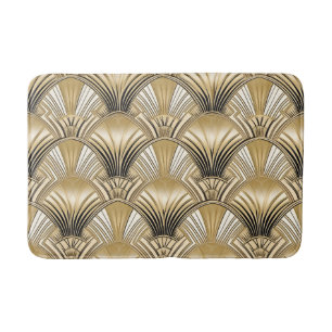 Elegant gold black art deco pattern bath mat