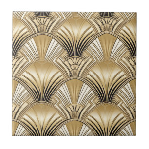 Elegant gold black art deco pattern tile