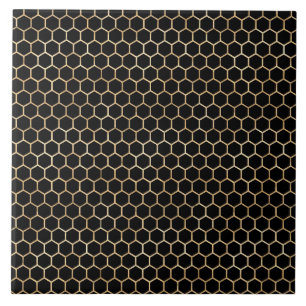 Elegant Gold Black Beehive Honeycomb Tile