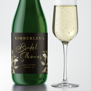 Elegant gold black bridal shower sparkling wine label