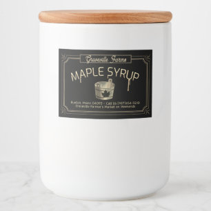 Elegant Gold & Black Bucket Maple Syrup Food Label