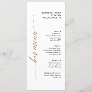 Elegant Gold & Black Calligraphy Bar Menu Card