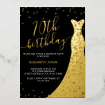 Elegant Gold Black Calligraphy Dress 70th Birthday<br><div class="desc">More Elegant Birthday Invitations in the Little Bayleigh Store!</div>