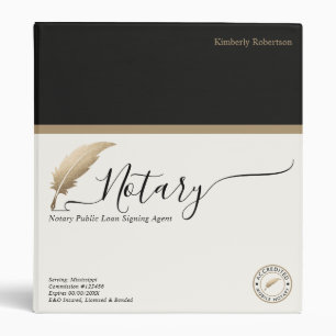 Elegant Gold Black Calligraphy Public Notary Binder