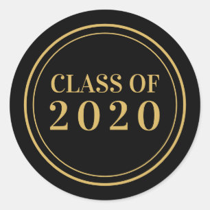 Elegant Gold Black Class of 2020 Class Reunion Classic Round Sticker